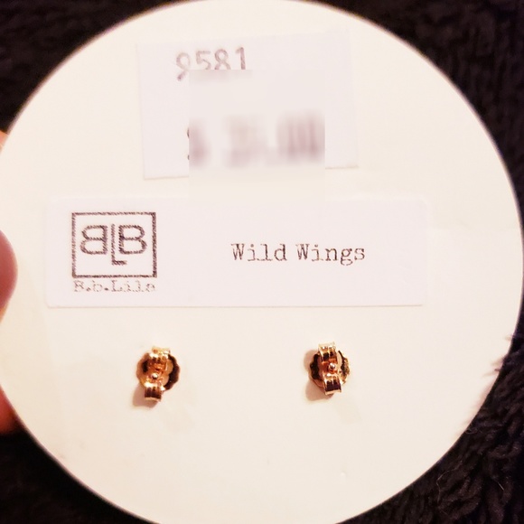 NWT! B.b. Lila Crystal pave wing stud earrings - Picture 6 of 6